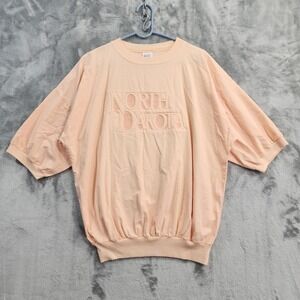 Vintage Quitman USA Top Men XL Neon Orange Short Sleeve Embroidered North Dakota